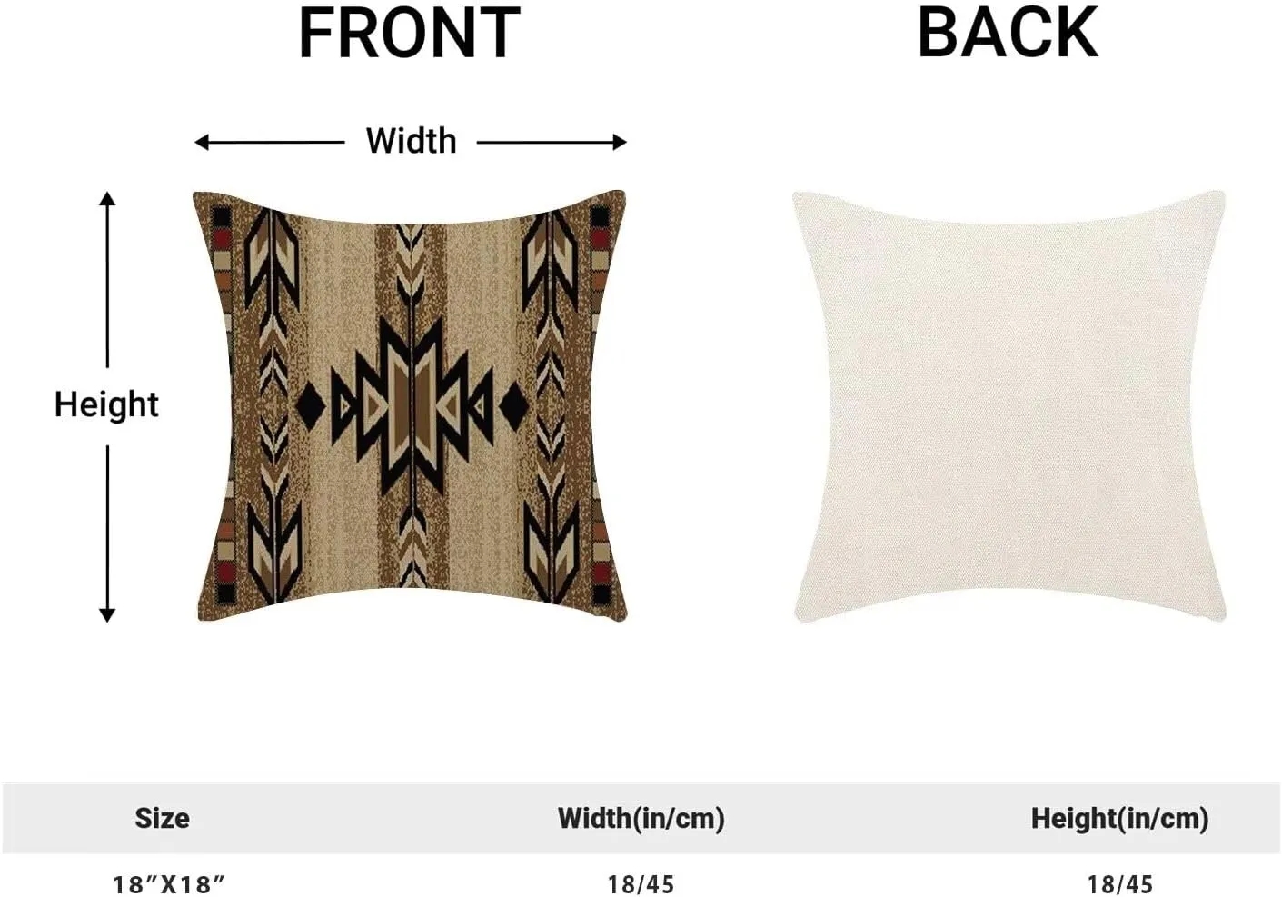 Boho Brown Carpet Throw Pillow Covers 18x18 Inch Set of 2, Rustic Tribal Decorative Throw Pillow Covers Antique Brown Linen Outdoor Cushion Cover for Sofa Couch Farmhouse Room Decor