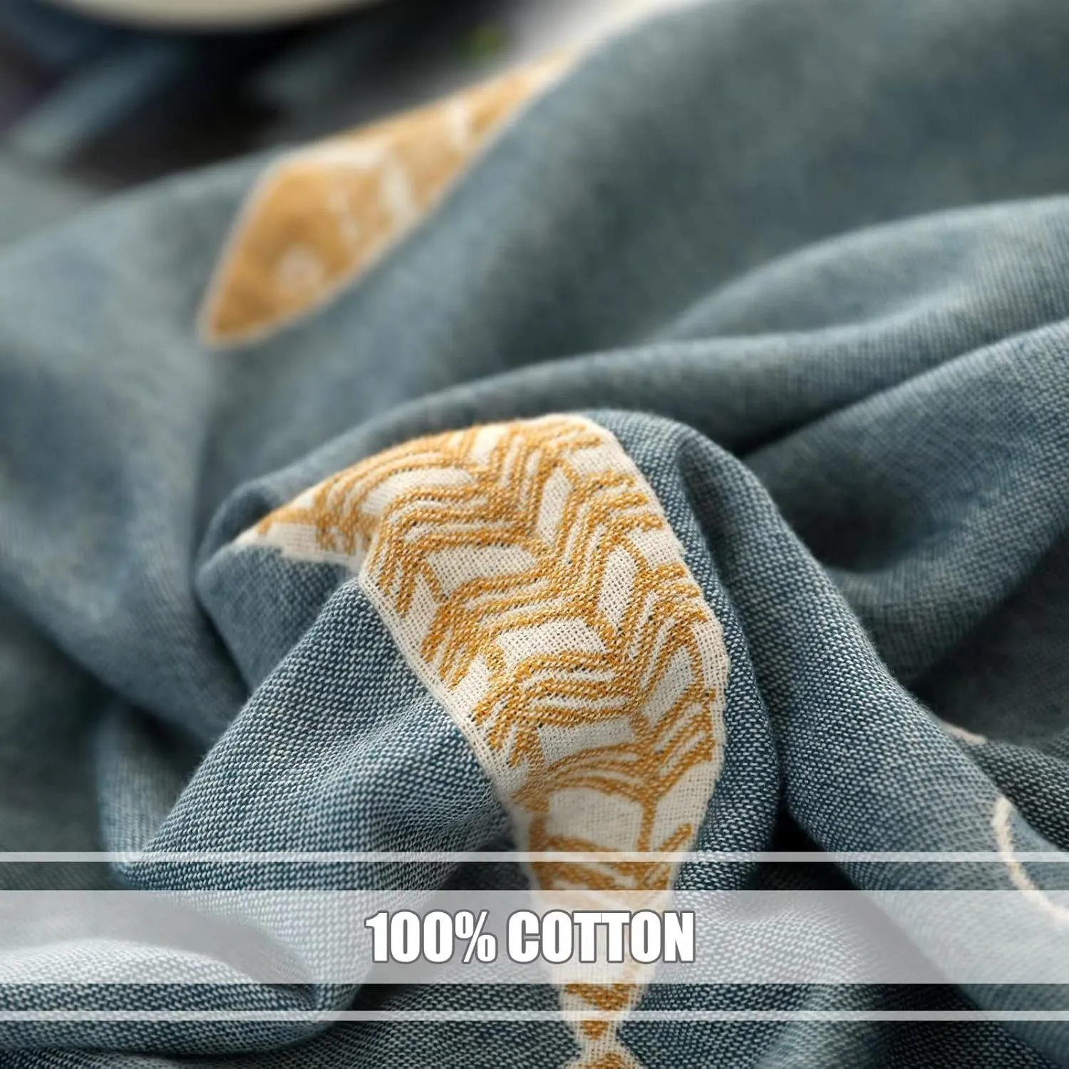 Boho Throw Blanket for Bed 100% Cotton Ultra Soft Rustic Quilt Summer Blanket Fish Printed Farmhouse Decor Bed Blankets,60"×80" All Season Rustic Throw for Sofa Couch Chair