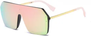 BOJOD Oversized Sunglasses for Women Trendy One Piece Flat Top Rimless Sunglasses Siamese Big Large Shades
