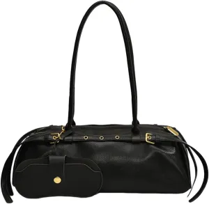 Boston Shoulder Bags for Women PU Leather Tote Bag Casual Bowling Bag Purse Retro Underarm Bag