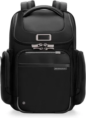Briggs & Riley Medium Widemouth Backpack for Women & Men - Daypack for Work, Personal Item Travel Bag, Lightweight & Durable, Padded Straps, Fits up to 15" Laptop - @work Collection, Black