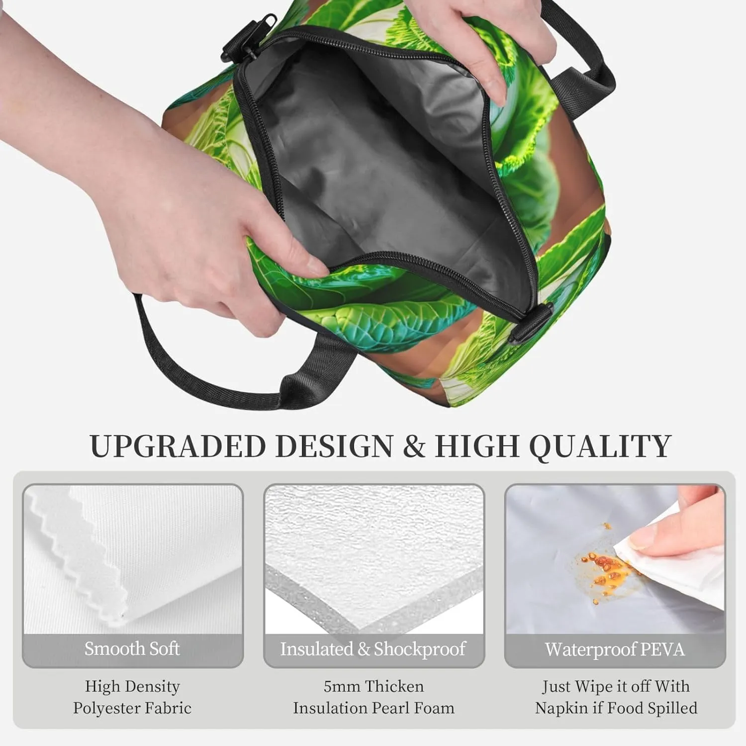 Bright Cabbage Lunch Bag Lunch Box Reusable Insulated For Adults For Work Travel Women Men