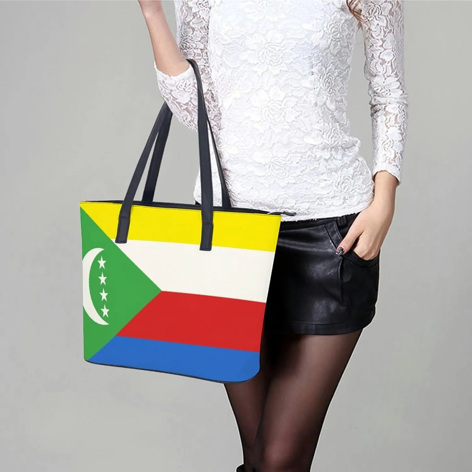 British Antarctic Territory Flag Elegant Shoulder Bag for Women Large Capacity Chic Leather Tote