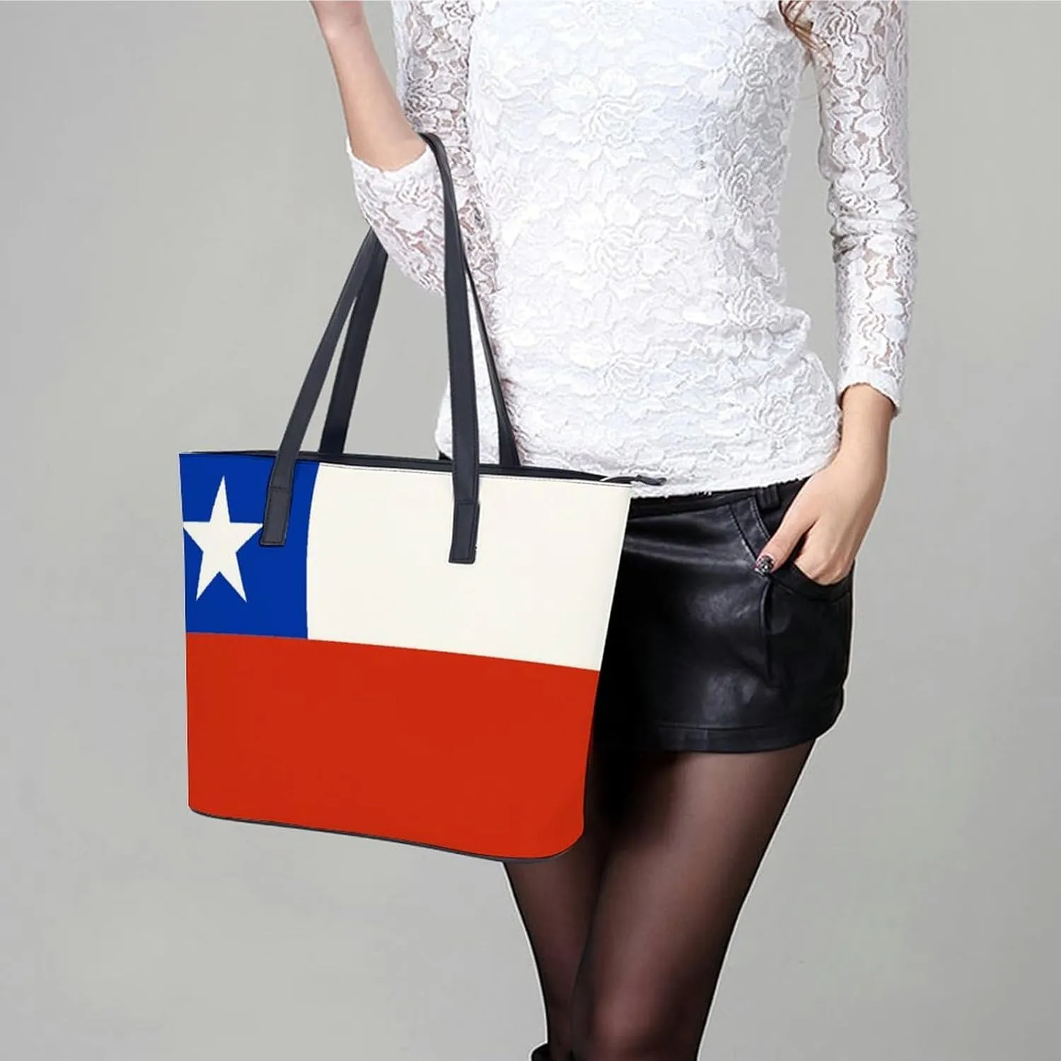 British Antarctic Territory Flag Elegant Shoulder Bag for Women Large Capacity Chic Leather Tote