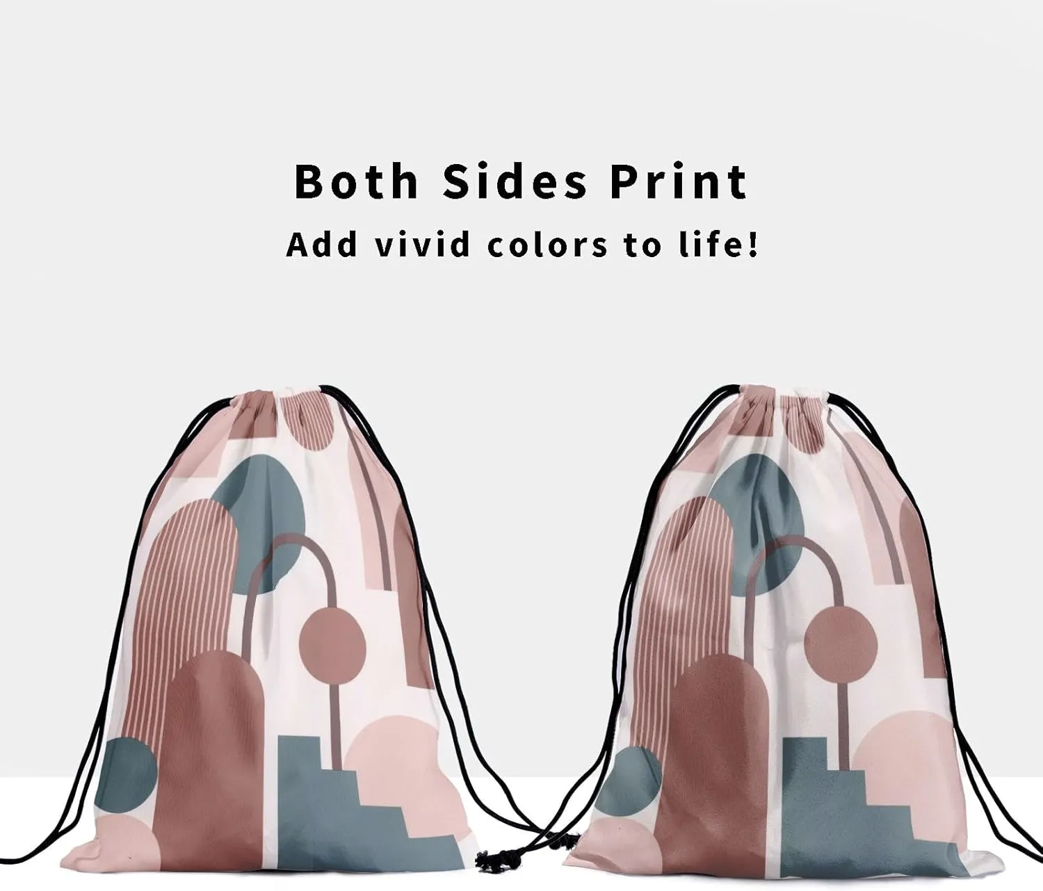 Brown Blue Gymnastics Grip Bag - Pink Geometric Drawstring Gym Bag for Gymnasts with Modern Art Design, Mid-Century Artwork Pouch, Water Resistant, Adjustable for Grips, Shoe, Towel