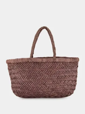 Brown Mini Flat Gora Woven Bag