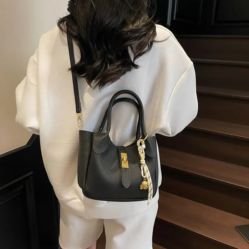 Bucket Bags for Women Crossbody Top Handle Bag Elegant Hobo Handbag Tote Purse Faux Leather Shoulder Bag with Zipper
