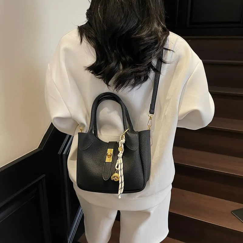 Bucket Bags for Women Crossbody Top Handle Bag Elegant Hobo Handbag Tote Purse Faux Leather Shoulder Bag with Zipper