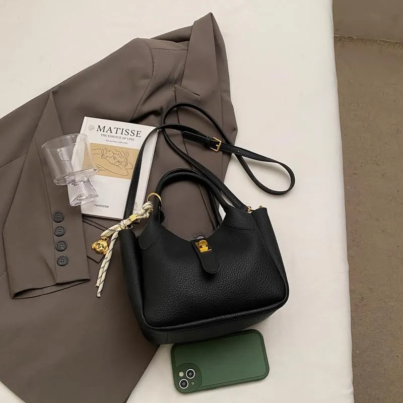Bucket Bags for Women Crossbody Top Handle Bag Elegant Hobo Handbag Tote Purse Faux Leather Shoulder Bag with Zipper