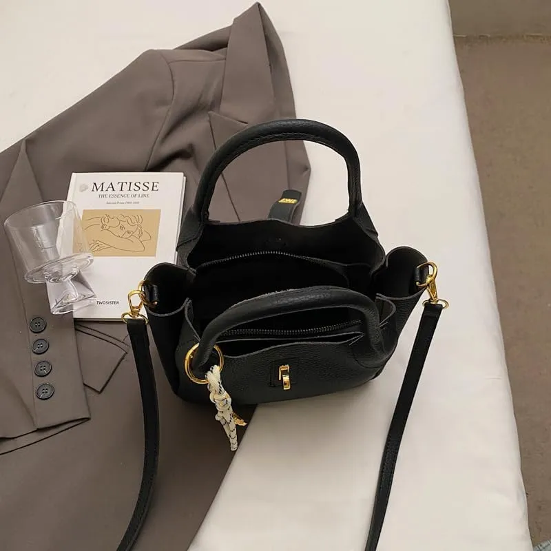 Bucket Bags for Women Crossbody Top Handle Bag Elegant Hobo Handbag Tote Purse Faux Leather Shoulder Bag with Zipper