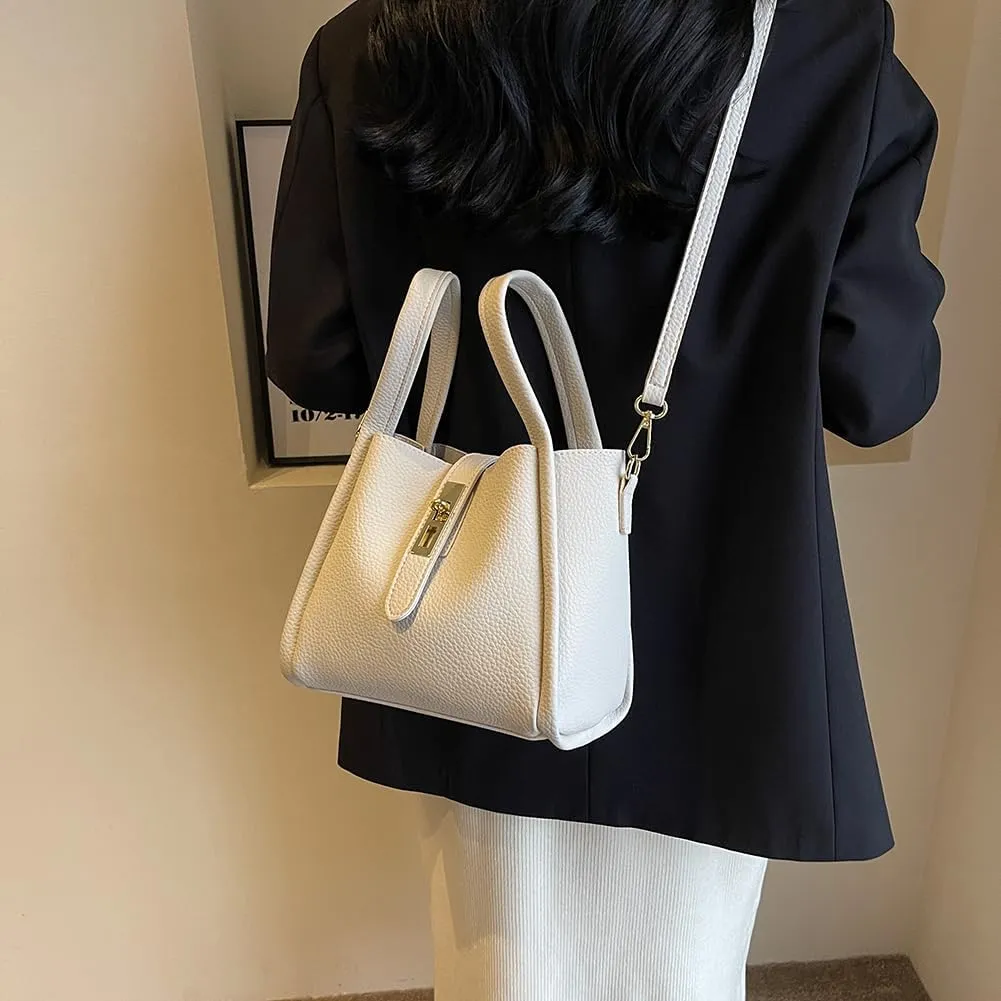 Bucket Bags for Women Vegan Leather Tote Bag Small Handbag Top Handle Bag Trendy Stachel Bag Crossbody Purse