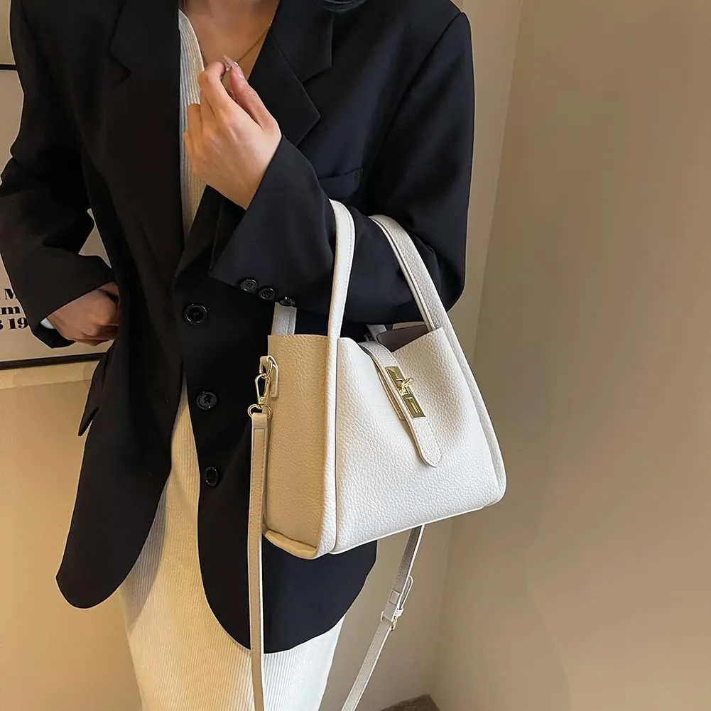 Bucket Bags for Women Vegan Leather Tote Bag Small Handbag Top Handle Bag Trendy Stachel Bag Crossbody Purse