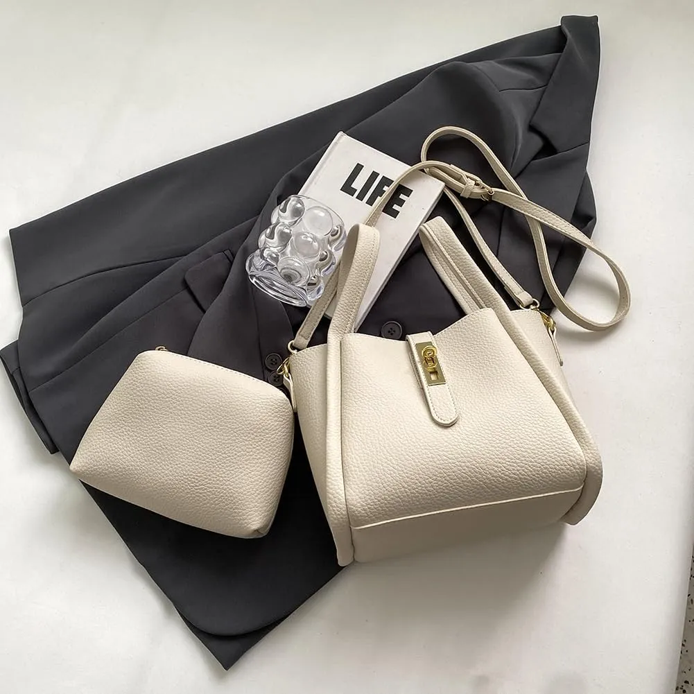 Bucket Bags for Women Vegan Leather Tote Bag Small Handbag Top Handle Bag Trendy Stachel Bag Crossbody Purse