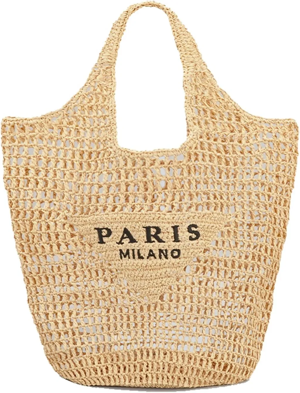 bufftieo Straw Woven Tote for Women - Mesh Hollow Beach Hobo Shoulder Travel Bag