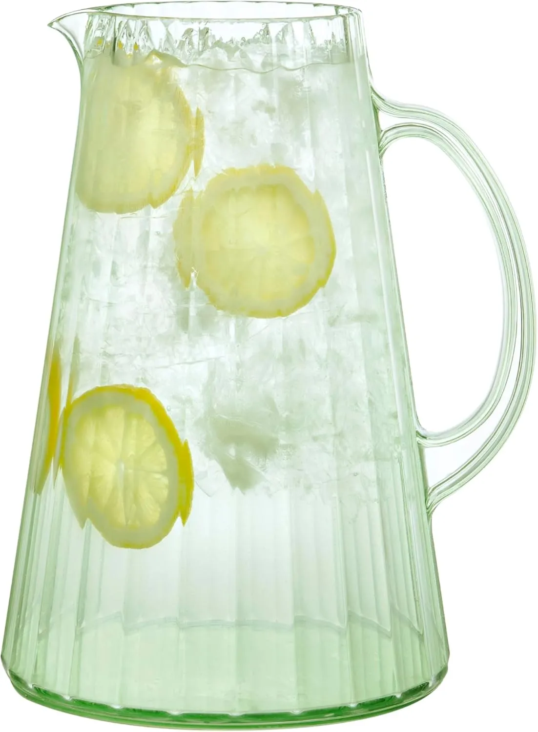 bzyoo ChillClassic 76 oz BPA-Free Water Jug, Large Capacity, Easy-Pour Spout, Light Green Crystal Clear Food-Grade Plastic Pitcher with Angled Handle & Ridged Design, Perfect for Iced Tea, Cocktails