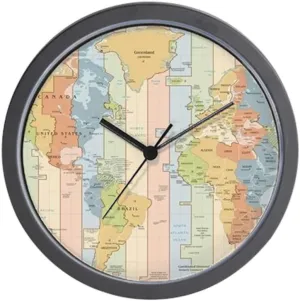 CafePress World Time Zone Map 10" Wall Clock for Livingroom, Kitchen, or Office