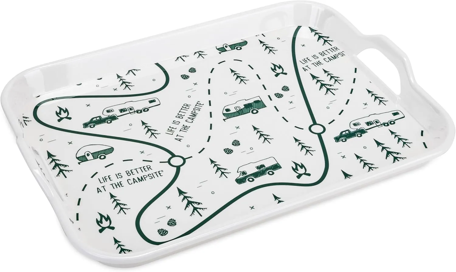 Camco Life is Better at The Campsite Melamine RV Serving Tray, Map Design | Allows You to Easily Carry and Serve Food | Perfect for Kitchen Prep, Storage, RVing, Indoor and Outdoor Use (53488)
