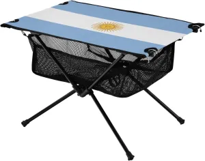 Camping Table Lightweight Portable Folding Table with Mesh Storage Net Argentina Flag Ideal for Camping Hiking Beach Picnic Travel Backyard