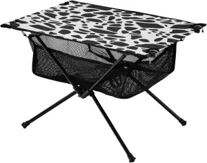 Camping Table Lightweight Portable Folding Table with Mesh Storage Net Black Patches Skin Ideal for Camping Hiking Beach Picnic Travel Backyard
