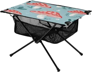 Camping Table Lightweight Portable Folding Table with Mesh Storage Net Blue Mushroom Ideal for Camping Hiking Beach Picnic Travel Backyard