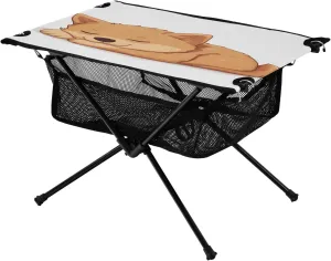 Camping Table Lightweight Portable Folding Table with Mesh Storage Net Brown Dog Ideal for Camping Hiking Beach Picnic Travel Backyard