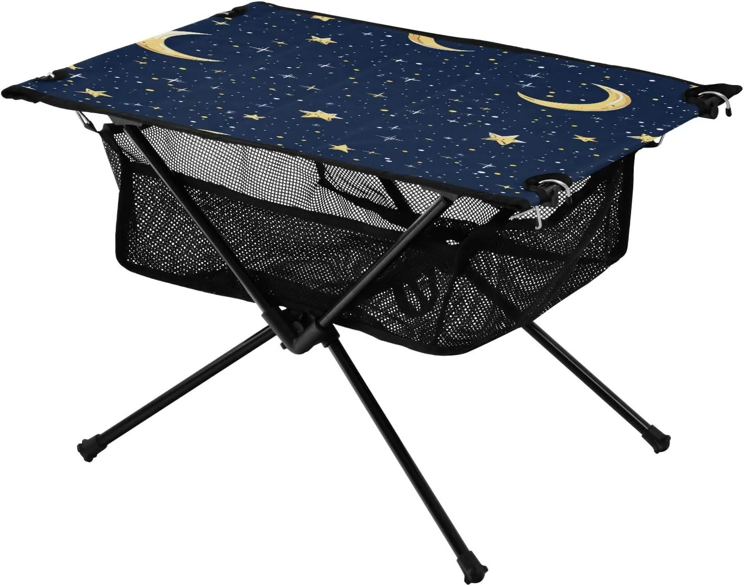 Camping Table Lightweight Portable Folding Table with Mesh Storage Net Cartoon Star Moon Ideal for Camping Hiking Beach Picnic Travel Backyard