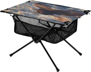Camping Table Lightweight Portable Folding Table with Mesh Storage Net Eagle Vulture Cloud Ideal for Camping Hiking Beach Picnic Travel Backyard