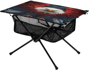 Camping Table Lightweight Portable Folding Table with Mesh Storage Net Eagle Vulture Red Ideal for Camping Hiking Beach Picnic Travel Backyard