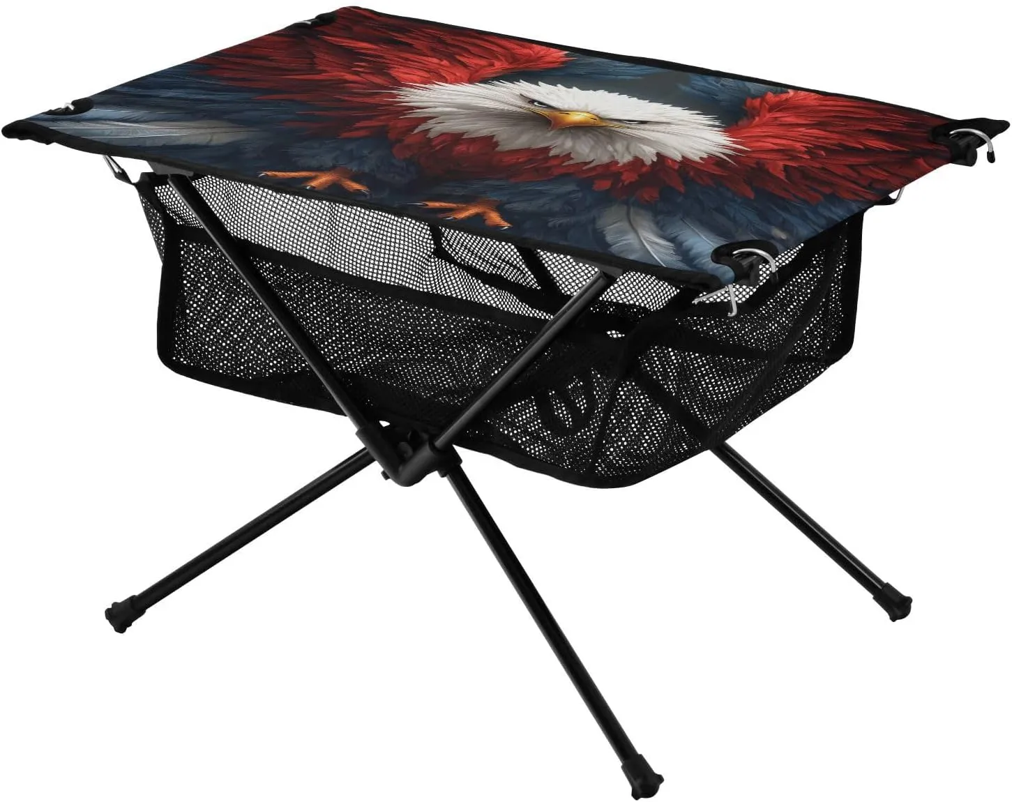 Camping Table Lightweight Portable Folding Table with Mesh Storage Net Eagle Vulture Red Ideal for Camping Hiking Beach Picnic Travel Backyard