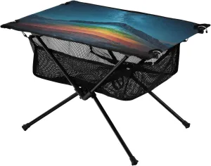 Camping Table Lightweight Portable Folding Table with Mesh Storage Net Galaxy Starry Sky Mountain Ideal for Camping Hiking Beach Picnic Travel Backyard