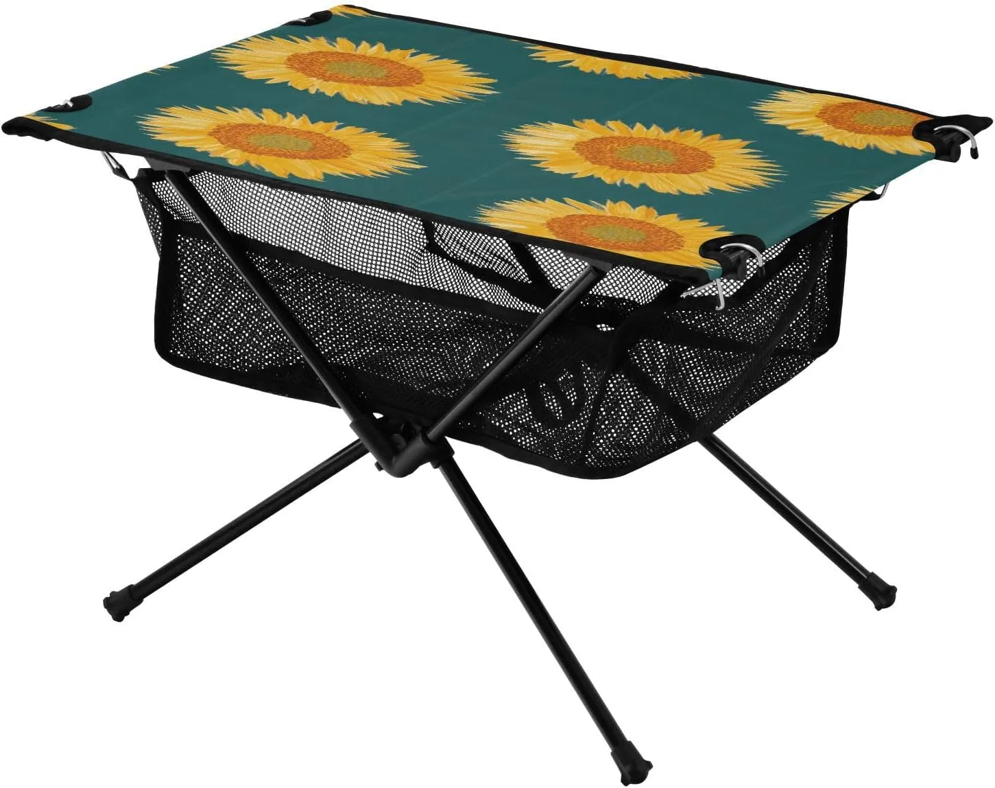 Camping Table Lightweight Portable Folding Table with Mesh Storage Net Green Sunflower Ideal for Camping Hiking Beach Picnic Travel Backyard