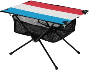 Camping Table Lightweight Portable Folding Table with Mesh Storage Net Luxembourg Flag Ideal for Camping Hiking Beach Picnic Travel Backyard
