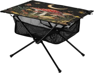 Camping Table Lightweight Portable Folding Table with Mesh Storage Net Mushroom Butterfly Ideal for Camping Hiking Beach Picnic Travel Backyard