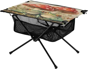 Camping Table Lightweight Portable Folding Table with Mesh Storage Net Mushroom Frog Ideal for Camping Hiking Beach Picnic Travel Backyard