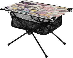 Camping Table Lightweight Portable Folding Table with Mesh Storage Net Mushroom Line Ideal for Camping Hiking Beach Picnic Travel Backyard