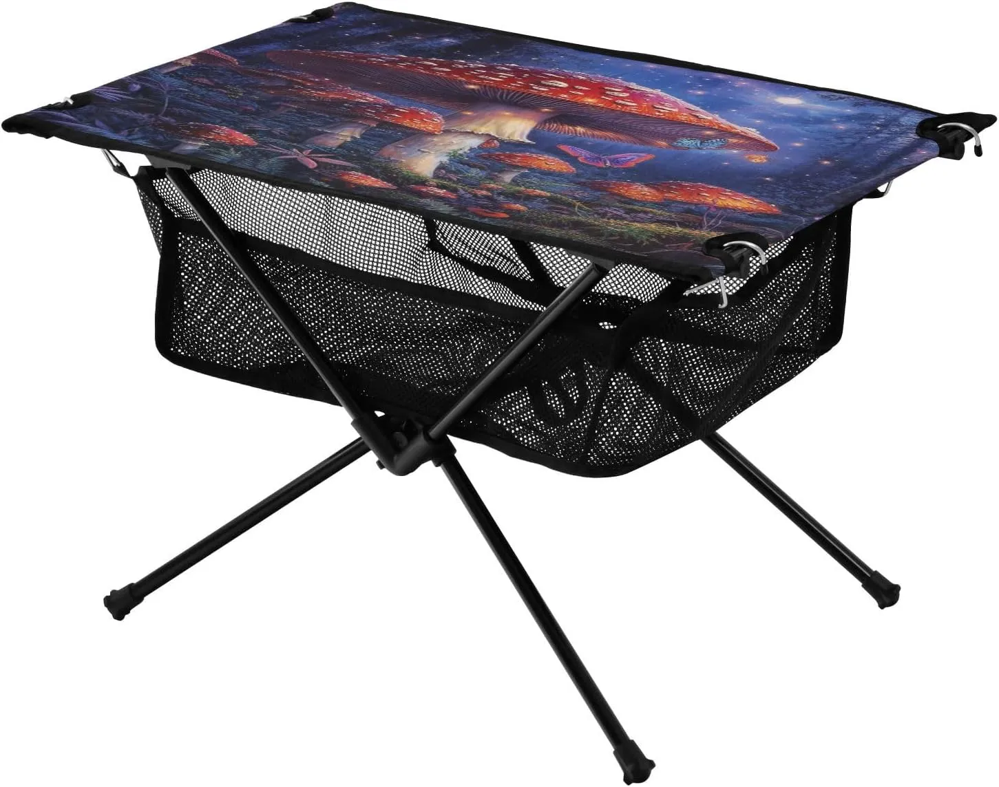 Camping Table Lightweight Portable Folding Table with Mesh Storage Net Mushroom Night Ideal for Camping Hiking Beach Picnic Travel Backyard