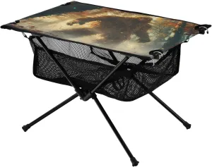 Camping Table Lightweight Portable Folding Table with Mesh Storage Net Orangutan Bigfoot Forest Ideal for Camping Hiking Beach Picnic Travel Backyard