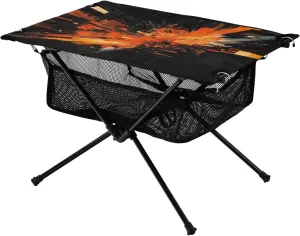Camping Table Lightweight Portable Folding Table with Mesh Storage Net Radiation Stripes Orange Ideal for Camping Hiking Beach Picnic Travel Backyard