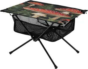 Camping Table Lightweight Portable Folding Table with Mesh Storage Net Red Mushroom Ideal for Camping Hiking Beach Picnic Travel Backyard
