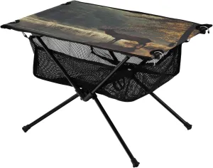 Camping Table Lightweight Portable Folding Table with Mesh Storage Net River Animal Deer Ideal for Camping Hiking Beach Picnic Travel Backyard