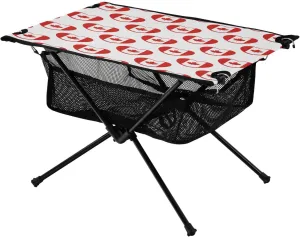 Camping Table Lightweight Portable Folding Table with Mesh Storage Net Seamless Pattern Heart Canada Flag Ideal for Camping Hiking Beach Picnic Travel Backyard
