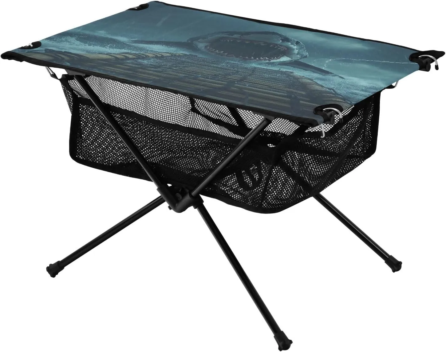 Camping Table Lightweight Portable Folding Table with Mesh Storage Net Shark Bamboo Raft Lightning Ideal for Camping Hiking Beach Picnic Travel Backyard