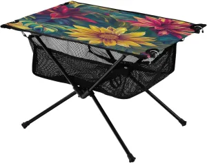 Camping Table Lightweight Portable Folding Table with Mesh Storage Net Sunflower Colour Ideal for Camping Hiking Beach Picnic Travel Backyard