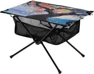 Camping Table Lightweight Portable Folding Table with Mesh Storage Net Tree Purple and Blue Ideal for Camping Hiking Beach Picnic Travel Backyard