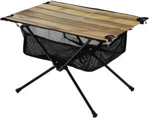 Camping Table Lightweight Portable Folding Table with Mesh Storage Net Wood Grain Yellow Ideal for Camping Hiking Beach Picnic Travel Backyard