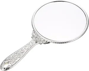 CANIGHT Elegant Rose Handle Mirror Portable Compact Makeup Mirror Hand Mirror for Women's Beauty Touchups