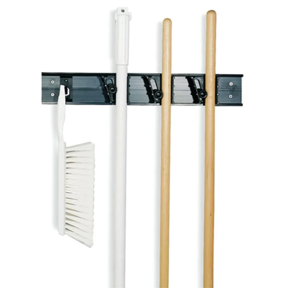 Carlisle FoodService Products 4073100 Roll 'N Grip Mop, Broom and Tool Holder / Storage System, 3 Positions   1 Hook