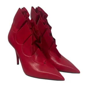 CASADEI/Booties/EU 38.5/Leather/RED/Pointed Toe Fringe