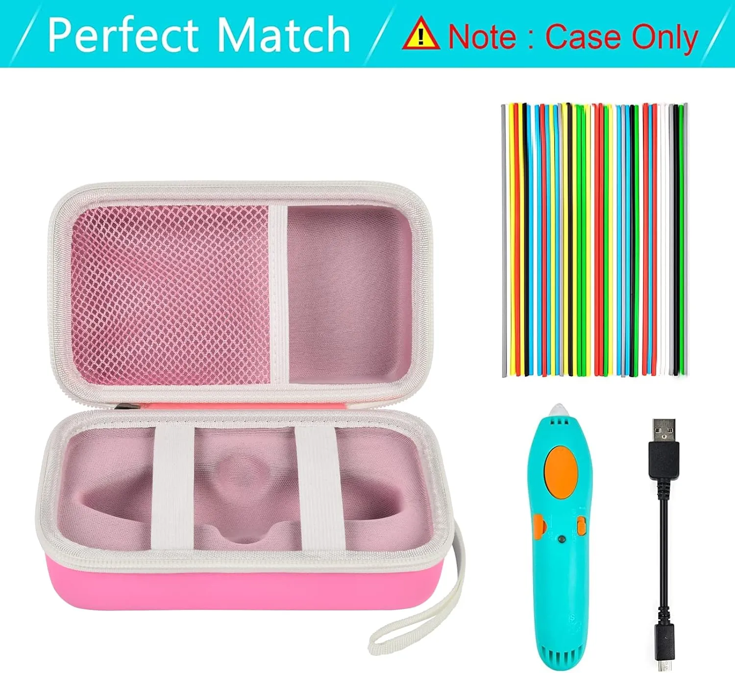 Case Compatible with 3Doodler Start  Essentials (2022) for 3D Pen Set for Kids, Storage Organizer Holder for Printing Filament Refill and Micro-USB Charger (Box Only)