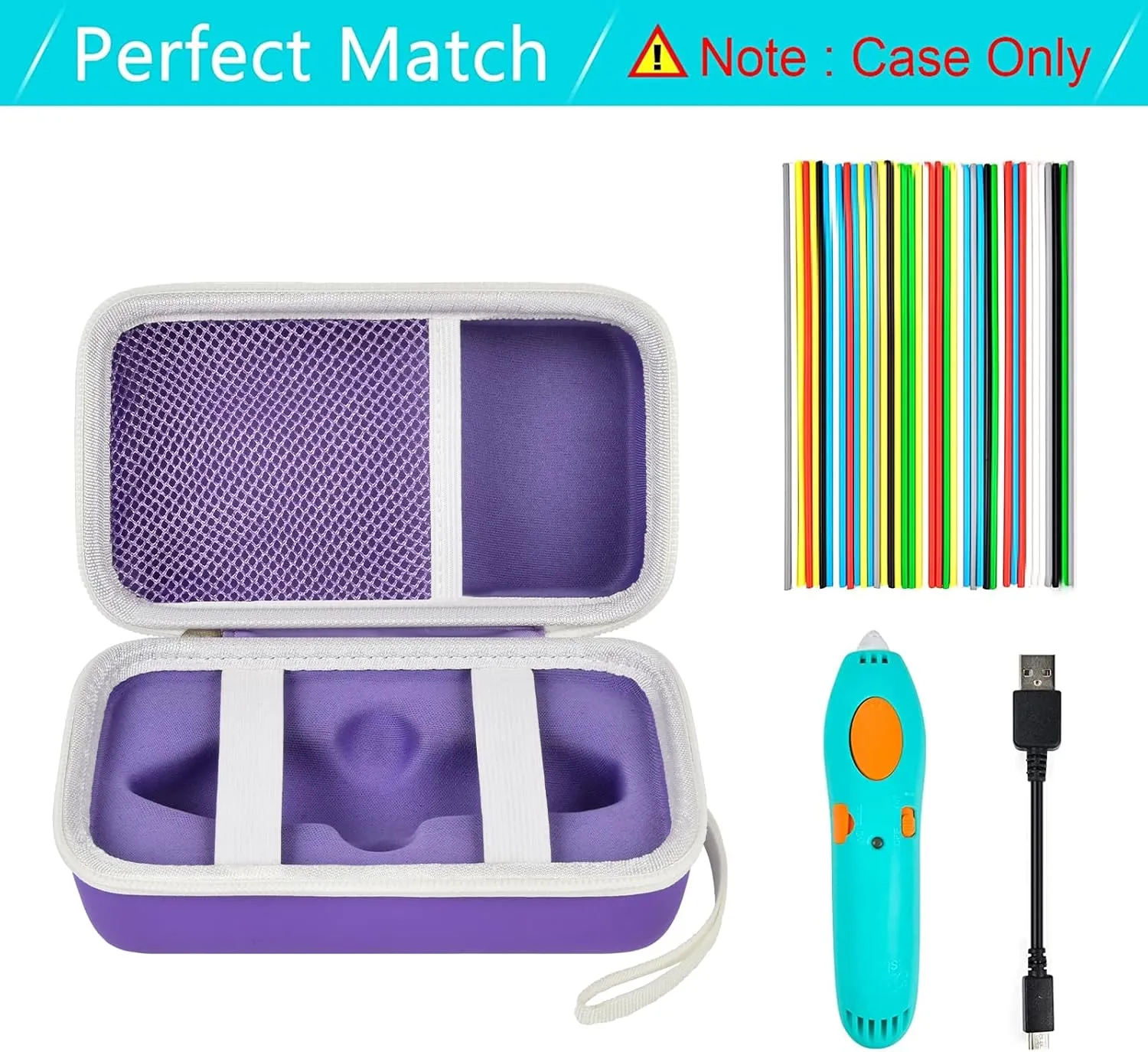 Case Compatible with 3Doodler Start  Essentials (2022) for 3D Pen Set for Kids, Storage Organizer Holder for Printing Filament Refill and Micro-USB Charger (Box Only)